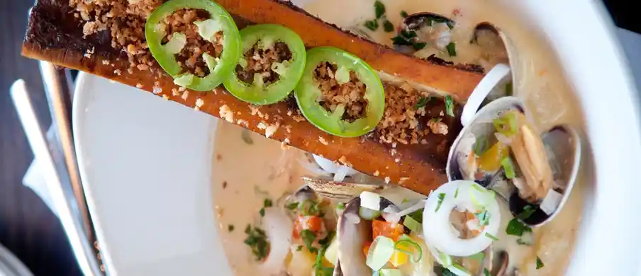 Fresh Clam Chowder with Smoked Marrow Bone